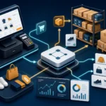 Illustration of sales, point of sale, and inventory connected through one business workflow